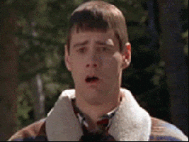 Jim Carrey in Dumb and Dumber looking like he's about to puke