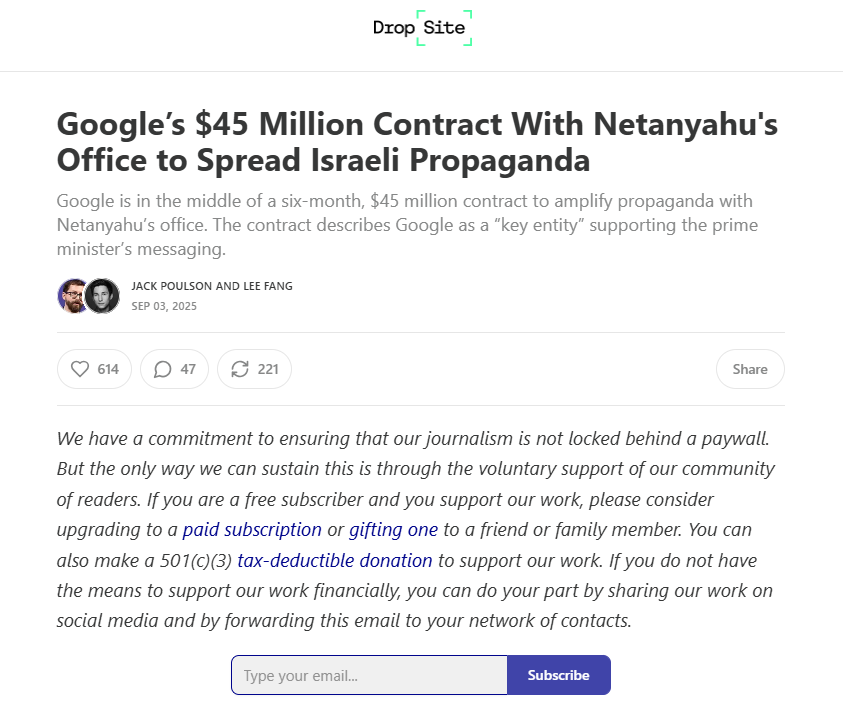 The six-month campaign, which began in June, is being conducted via Google’s YouTube and its Display & Video 360 platform, and is referred to in the government contract as hasbara.