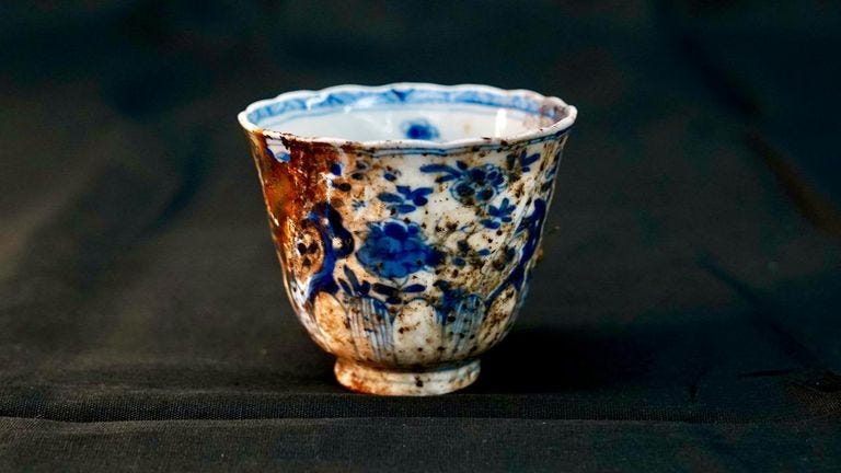 Porcelain recovered from the shipwreck. Pic: Armada de la República de Colombia