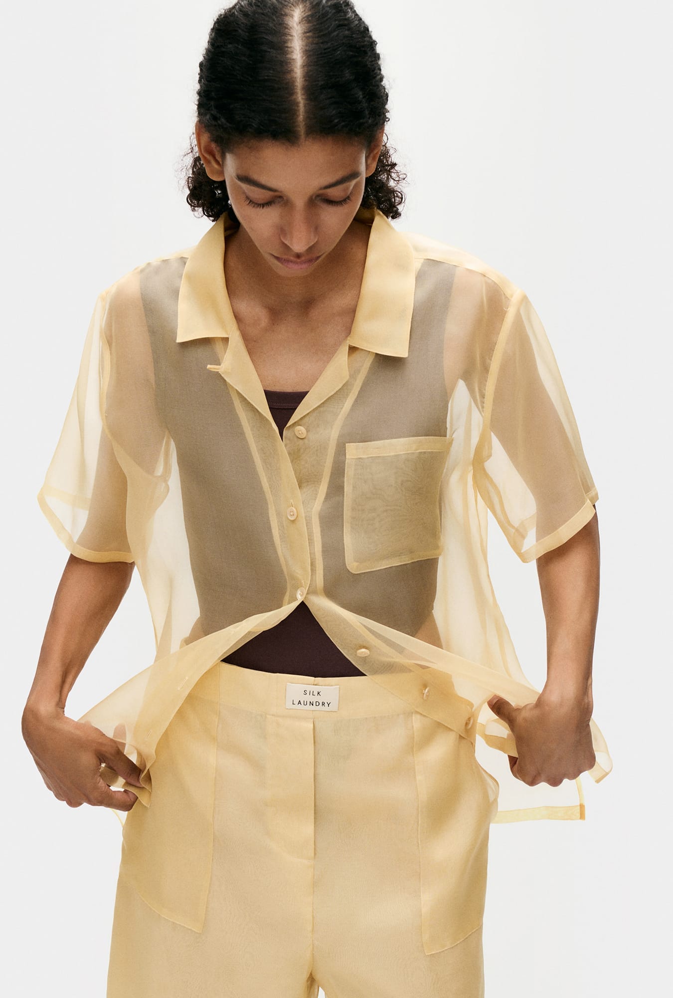 ORGANZA CAMP SHIRT BEIGE ORGANZA CAMP SHIRT BEIGE