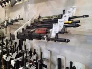 Rifles on sale at a Pennsylvania gun store during April 2023 Rifles on sale at a Pennsylvania gun store during April 2023
