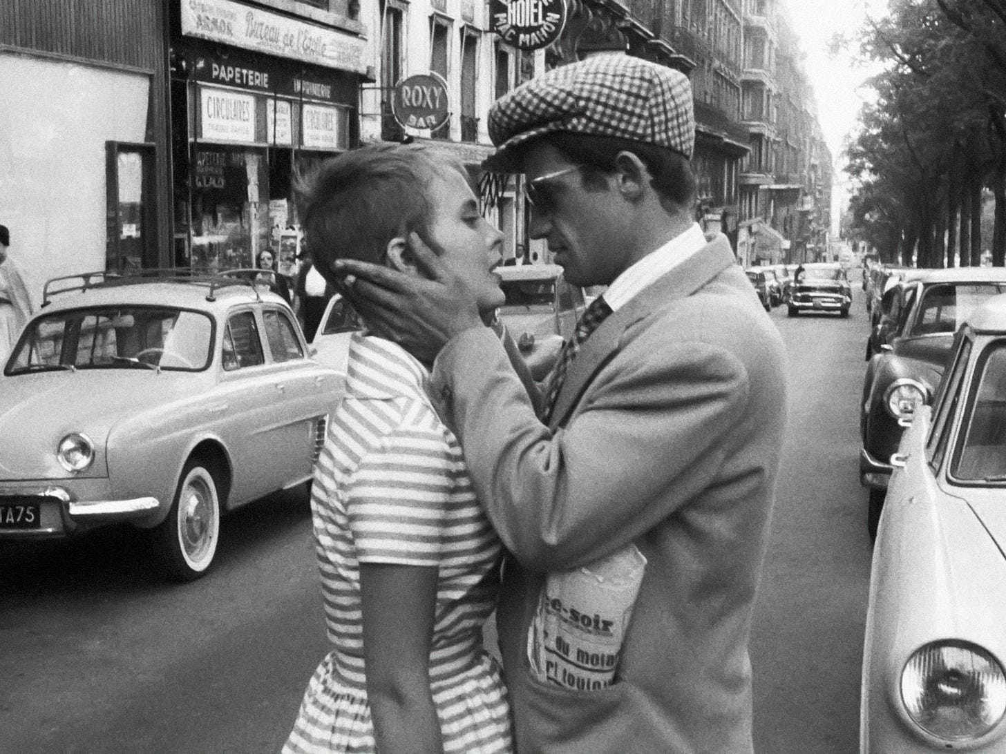 Jean Seberg in Breathless by Jean-Luc Godard wearing stripes