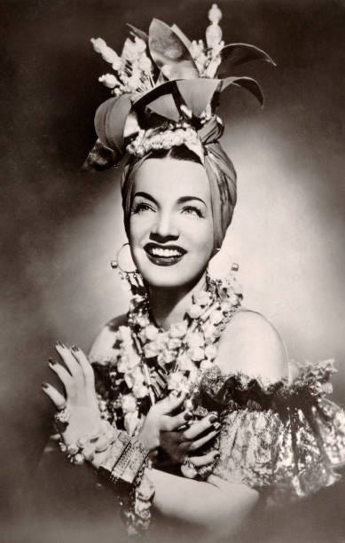 Carmen Miranda, "the Brazilian Bombshell", singer, dancer, Broadway actress and film star, best known for her fruit hats, her popularisation of the...