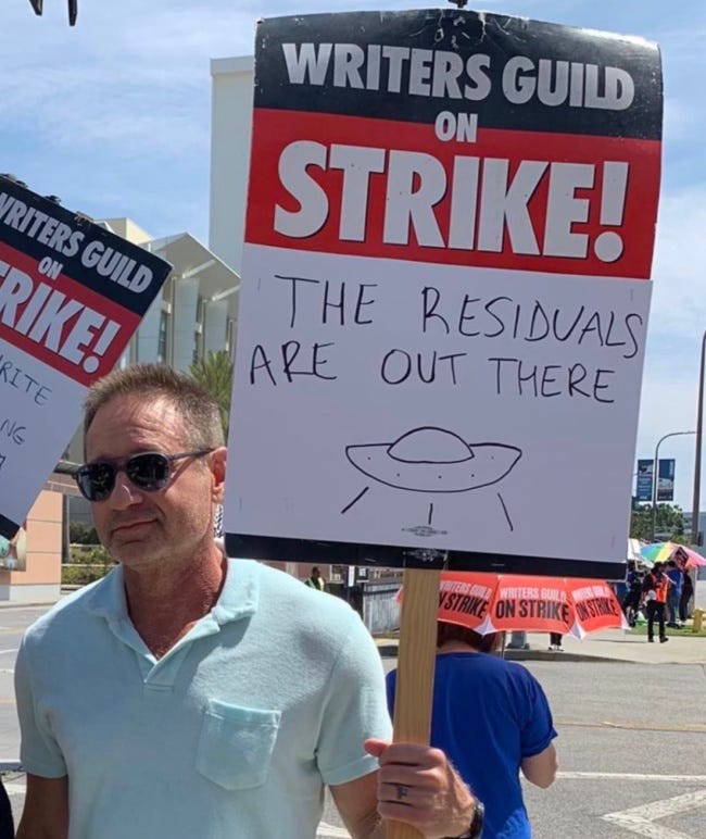 David Duchovny Takes 'The X-Files' Picket Sign Intro Strike Fight – TVLine