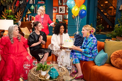 Busy Philipps, Renee Elise Goldsberry, Sara Bareilles & Paula Pell on the set of Busy This Week on QVC+