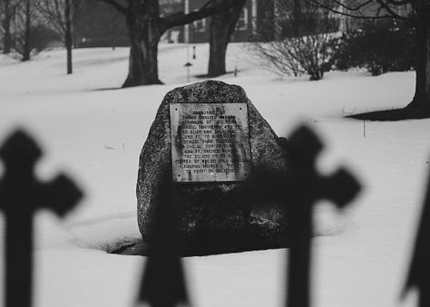 Black and white photos of the town of Natick, MA.