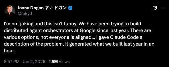 Eu não estou brincando e isso não é engraçado. Nós tentamos construir um orquestrador de agentes distribuídos no Google desde o ano passado. Existem muitas opções, nem todos (no time) estão alinhados… eu dei a descrição do problema para o Claude Code, e ele gerou o que nós construímos no último ano em uma hora.