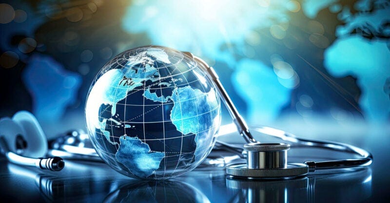 globe and stethoscope globe and stethoscope