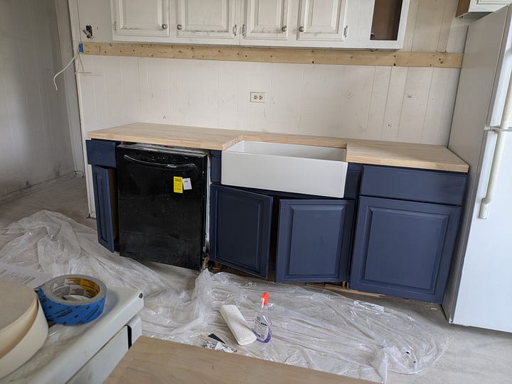 New flooring and the kitchen I worked on in last summer's renovation project.