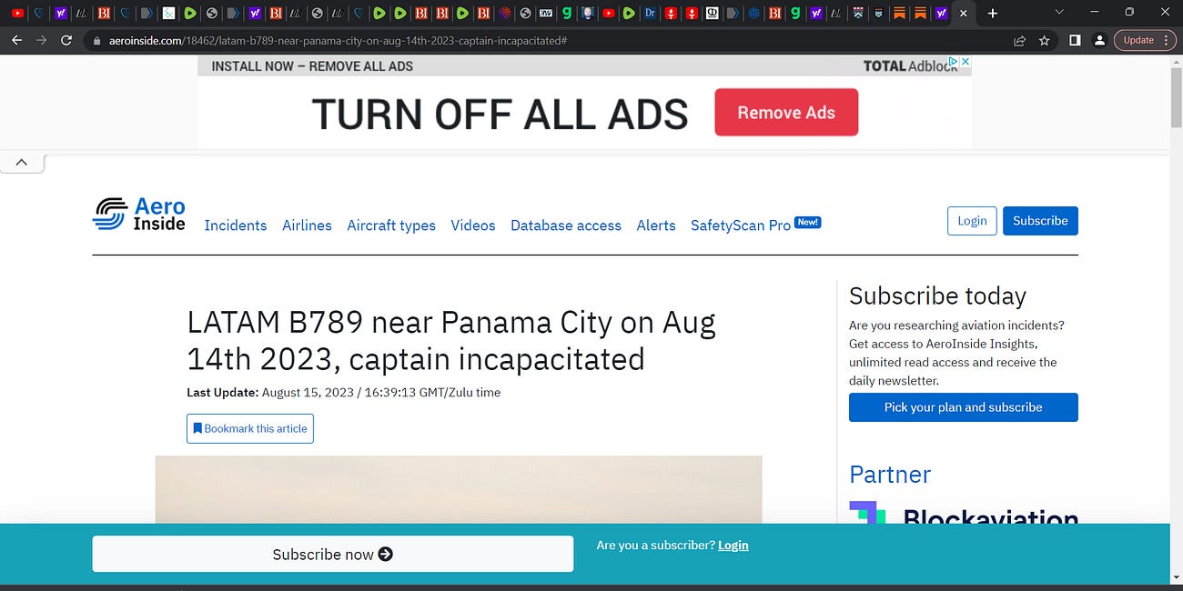 BREAKING: LATAM Captain (56 years) Dies during flight (Boeing 787) from Miami! Flight LA 505 from Miami to Santiago Chile diverted to Panama city, pilot collapsed & died in toilet! mRNA vaccine? ssshh