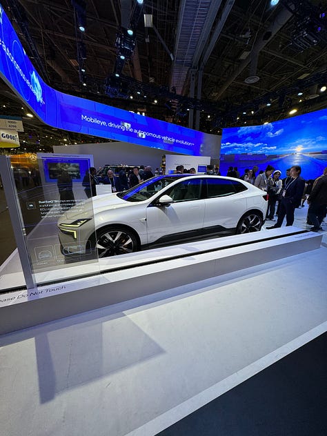 A gallery of photos including construction machinery, an electric truck, a plumbing van, a Polestar 3, and a yacht.