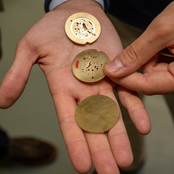 Nomos glashutte manufacturing brass base plates