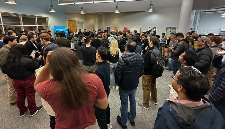Crowds at Feb 2025 Bots & Beer at Circuit Launch Mountain View