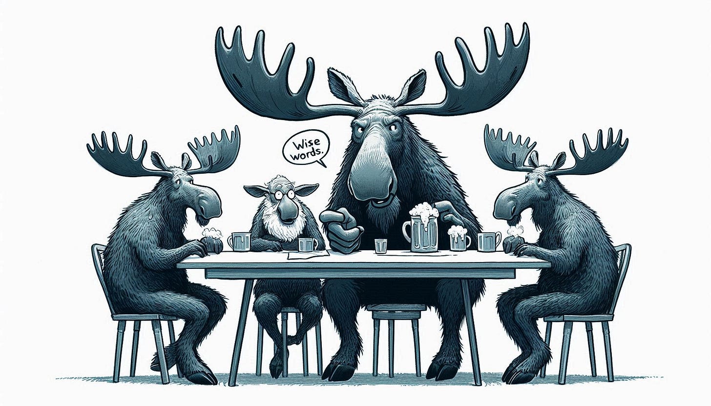 A group of moose sitting at a table

AI-generated content may be incorrect.