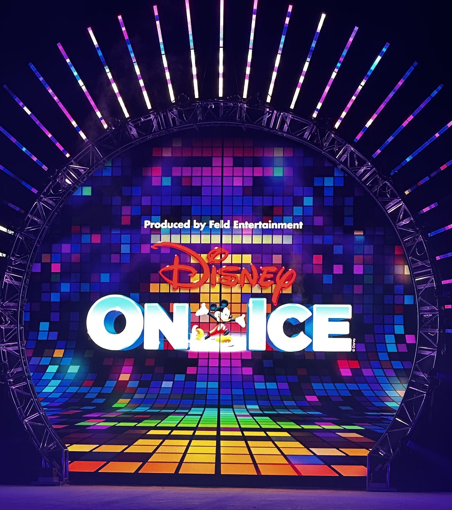 Disney on Ice logo from "Let's Dance" on the large screen at the back of the ice Disney on Ice logo from "Let's Dance" on the large screen at the back of the ice