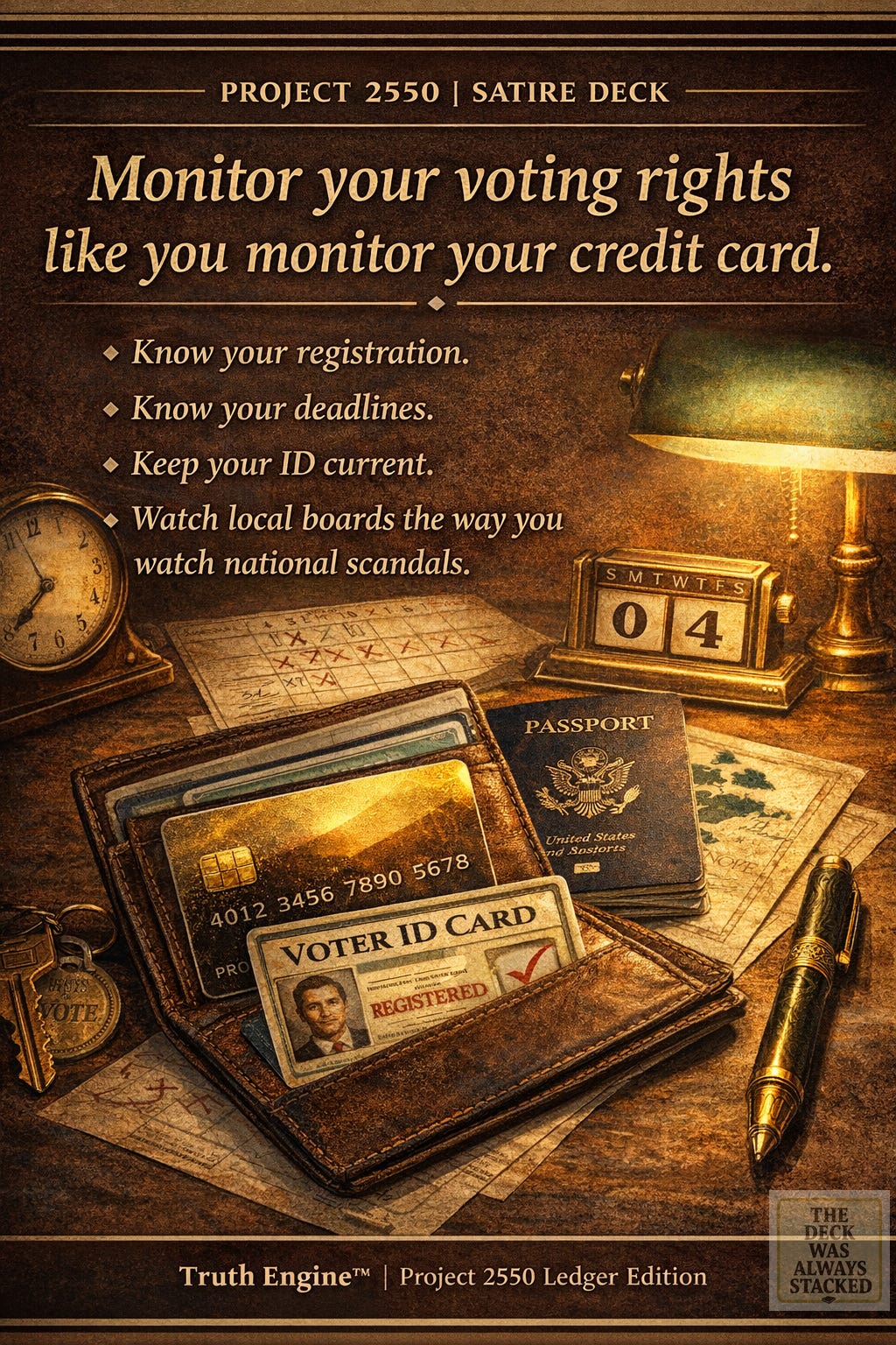 If you’re still asking, “What can I do?” start boring. Monitor your voting rights like you monitor your credit card. Know your registration. Know your deadlines. Keep your ID current. Watch local boards the way you watch national scandals. Civic hygiene compounds. Some of us are factual. Some of us are satirical. Both are pressure. And when the mass shifts, even slightly, the meter moves back. That’s the State of the Union. If you’re still asking, “What can I do?” start boring. Monitor your voting rights like you monitor your credit card. Know your registration. Know your deadlines. Keep your ID current. Watch local boards the way you watch national scandals. Civic hygiene compounds. Some of us are factual. Some of us are satirical. Both are pressure. And when the mass shifts, even slightly, the meter moves back. That’s the State of the Union.