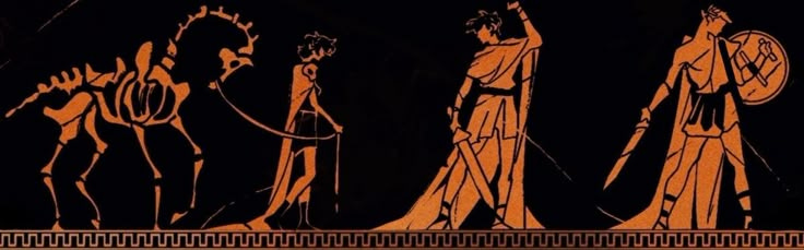This may contain: an ancient greek scene with men and women