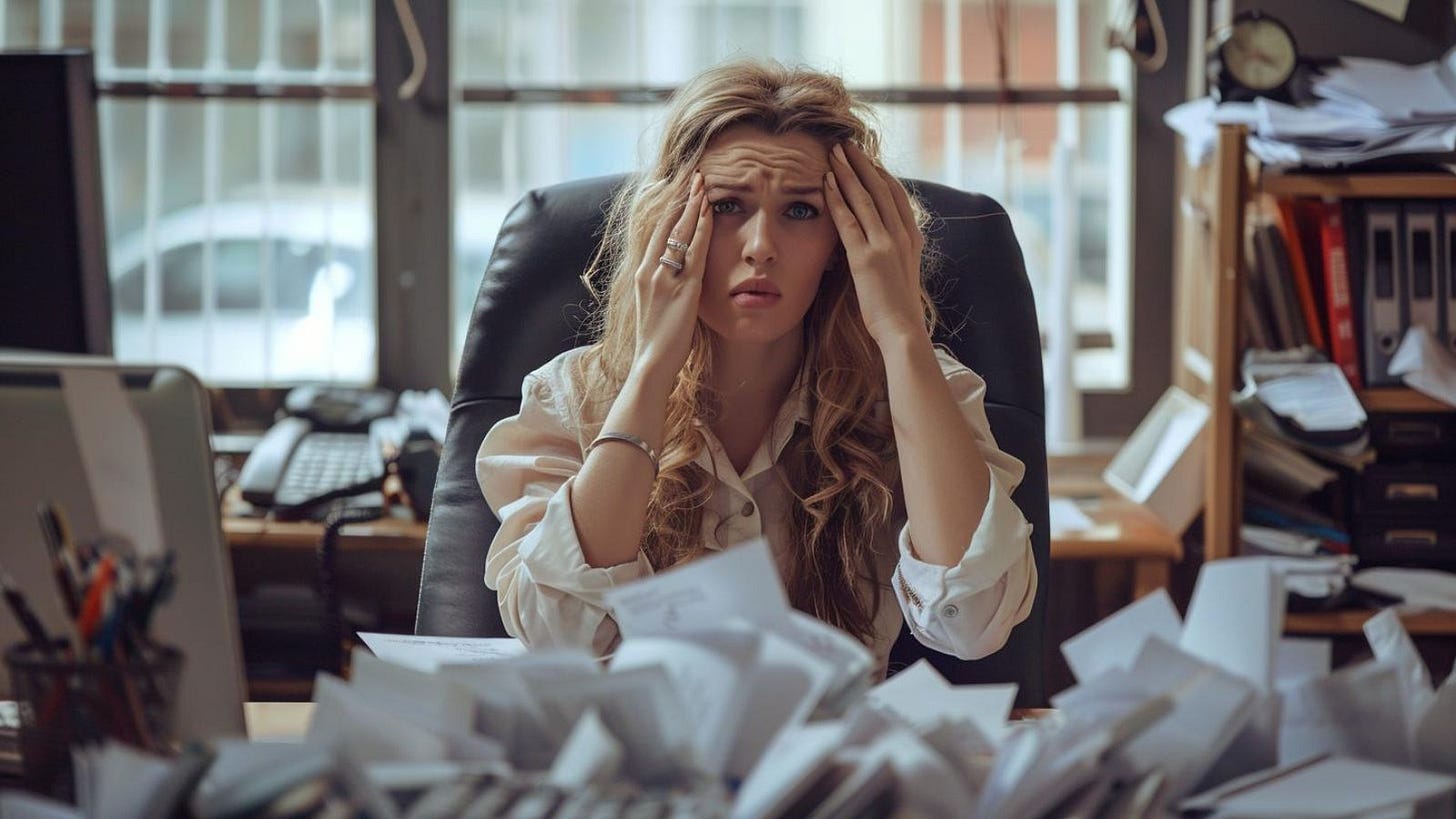 woman work office stress