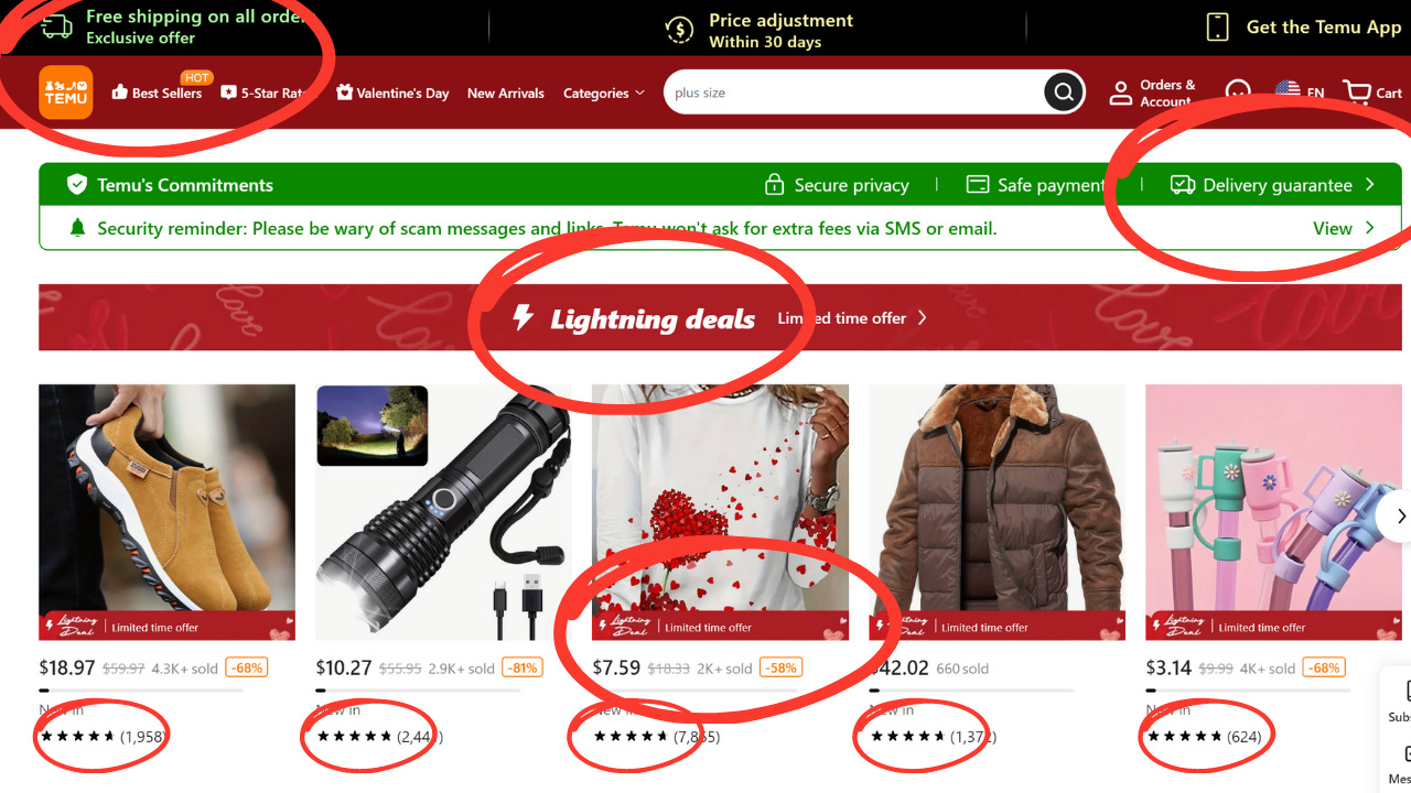 Temu's website is designed to create a sense of urgency and need, pushing shoppers to make impulsive purchases they may later regret