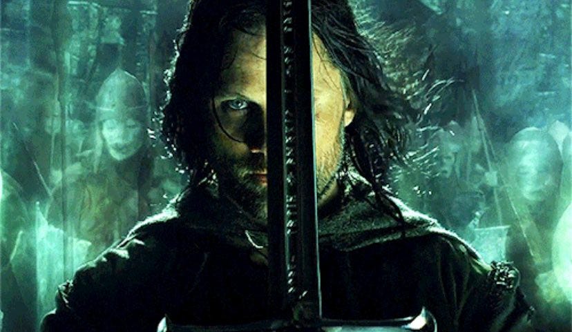 libby on X: "aragorn holding his sword infront of his face will always be  iconic https://t.co/8ZmLmN00K6" / X