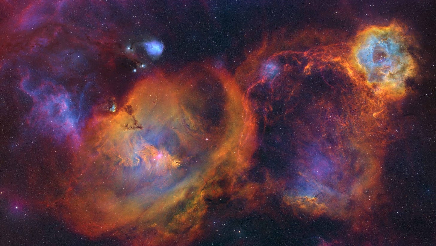 two colorful nebulae
