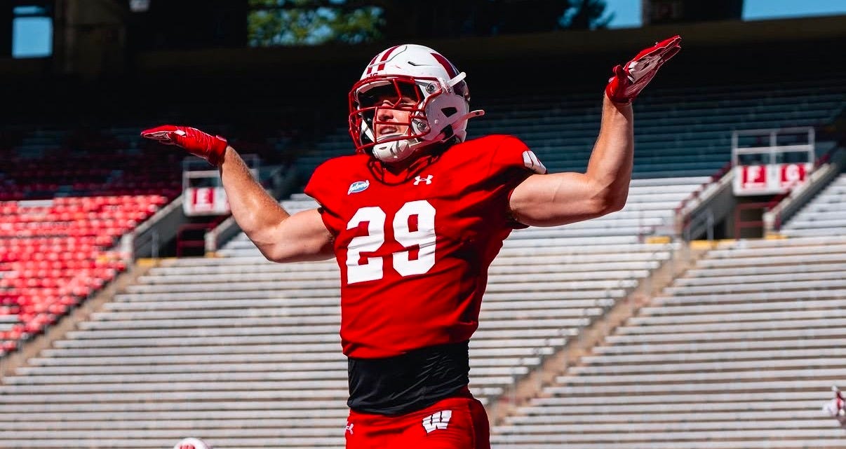Wisconsin Badgers safety Matt Jung on the field during practice.