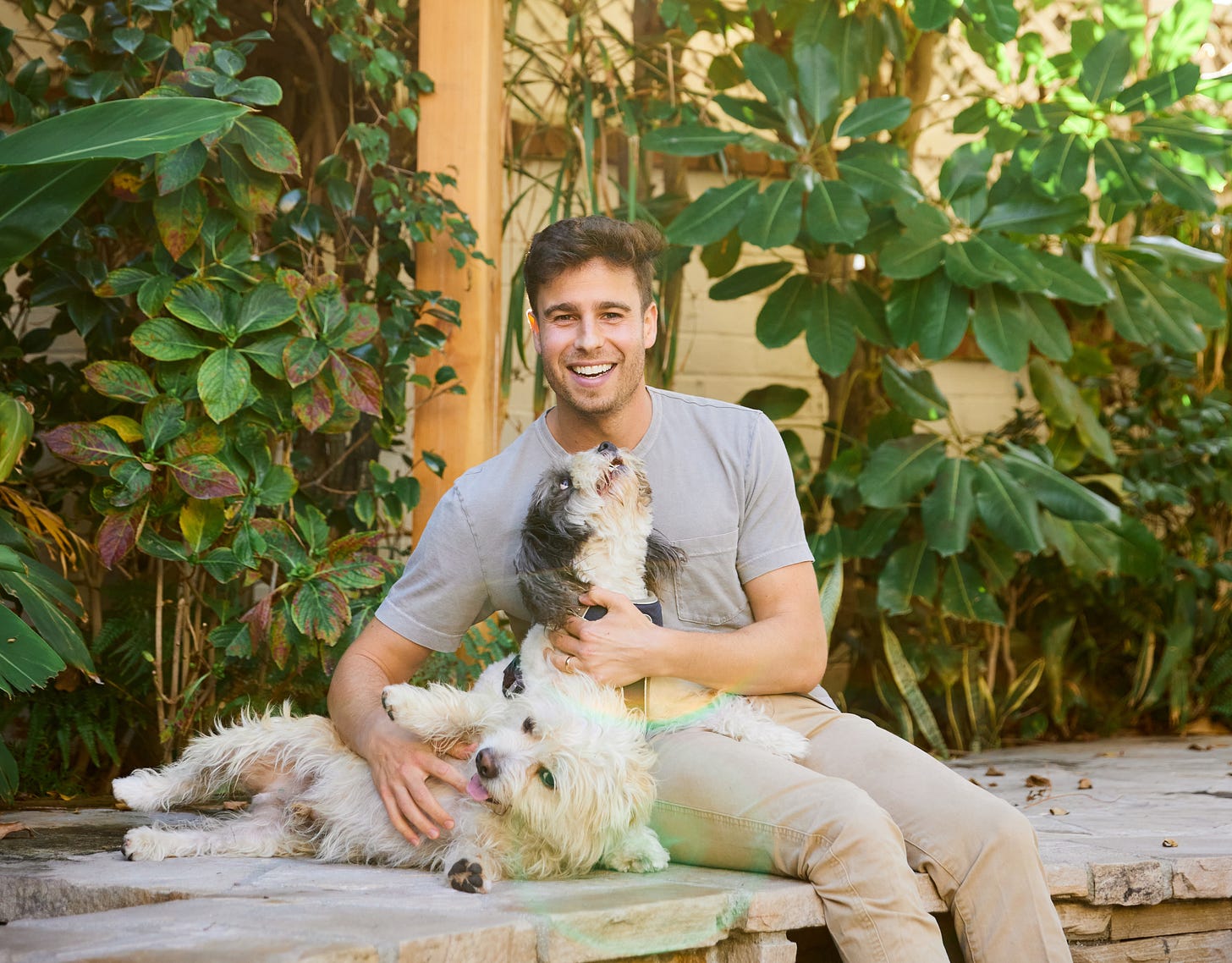 Brandon Werber, Founder & CEO, Airvet in a portrait with his dog