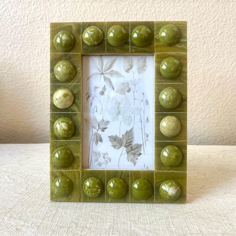 Green Bobbin Resin Picture Frame - Holds 3 1/2"x 5 1/2" Image image 1