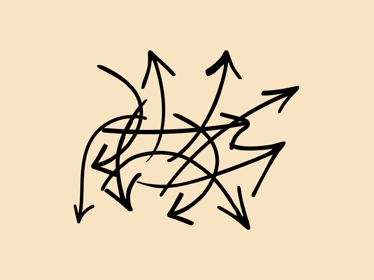 yellow background with a bunch of arrows on it