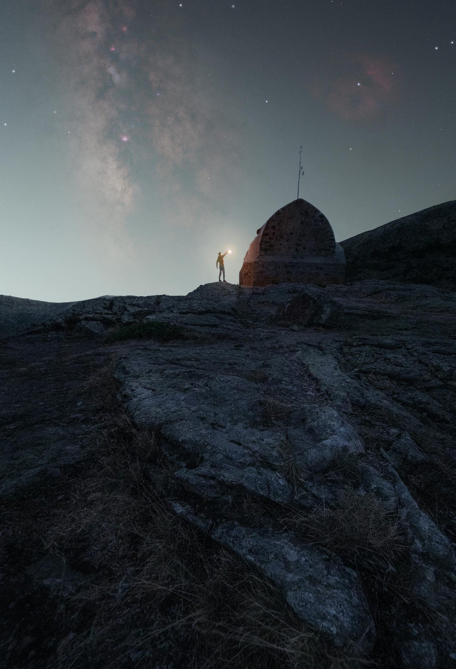 The Light is You, motivational text, stars in the night sky.