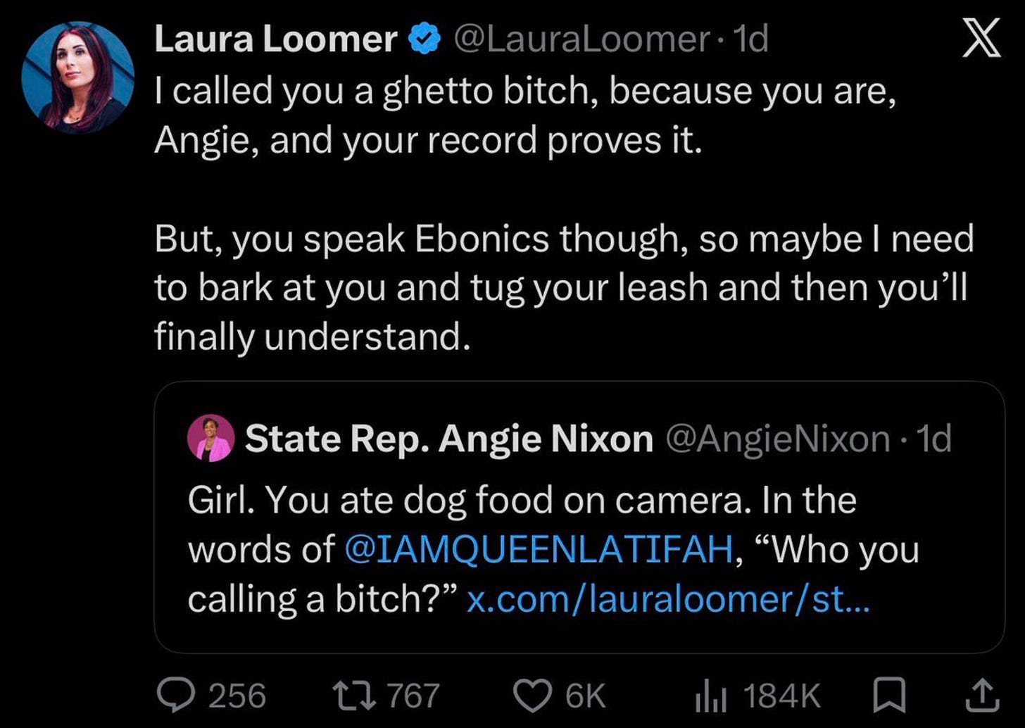 I called you a ghetto bitch, because you are, Angie, and your record proves it. But, you speak Ebonics though, so maybe I need to bark at you and tug your leash and then you'll finally understand. I called you a ghetto bitch, because you are, Angie, and your record proves it. But, you speak Ebonics though, so maybe I need to bark at you and tug your leash and then you'll finally understand.