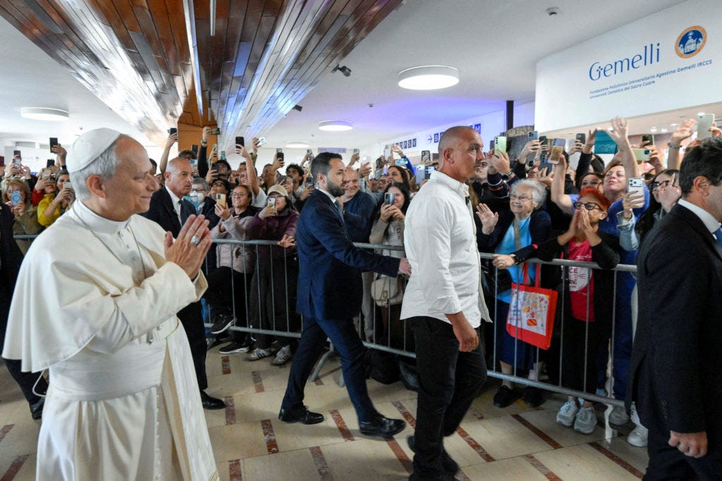 Pope Leo XIV greets well-wishers at Gemelli hospital Pope Leo XIV greets well-wishers at Gemelli hospital
