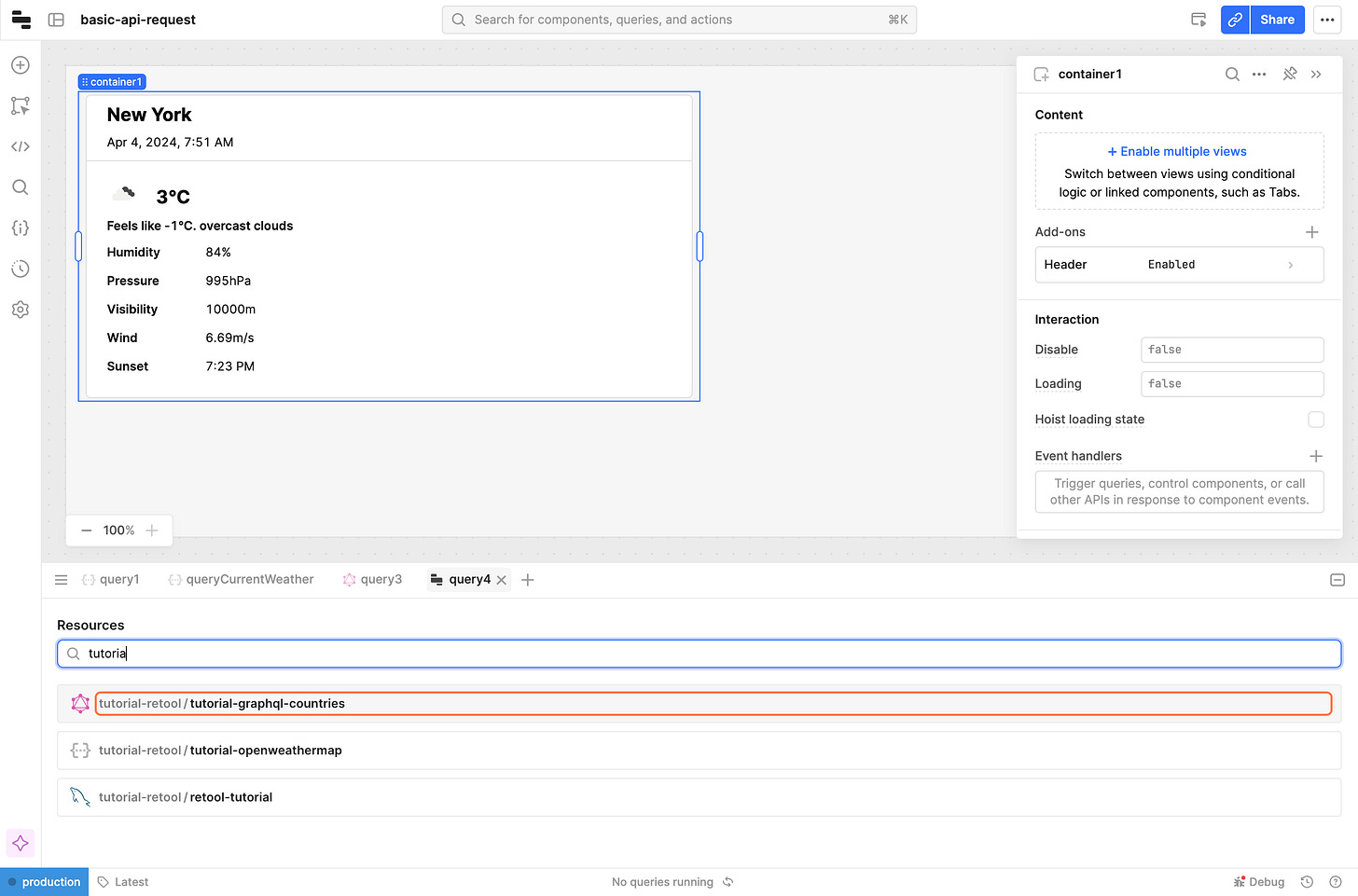 Click on tutorial-retool…