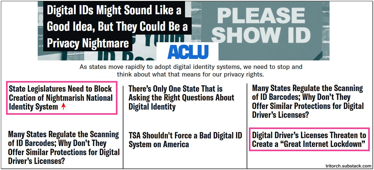 aclu - state legislators need to block creation of nightmare national identity system | digital drivers licences threaten great internet lockdown
