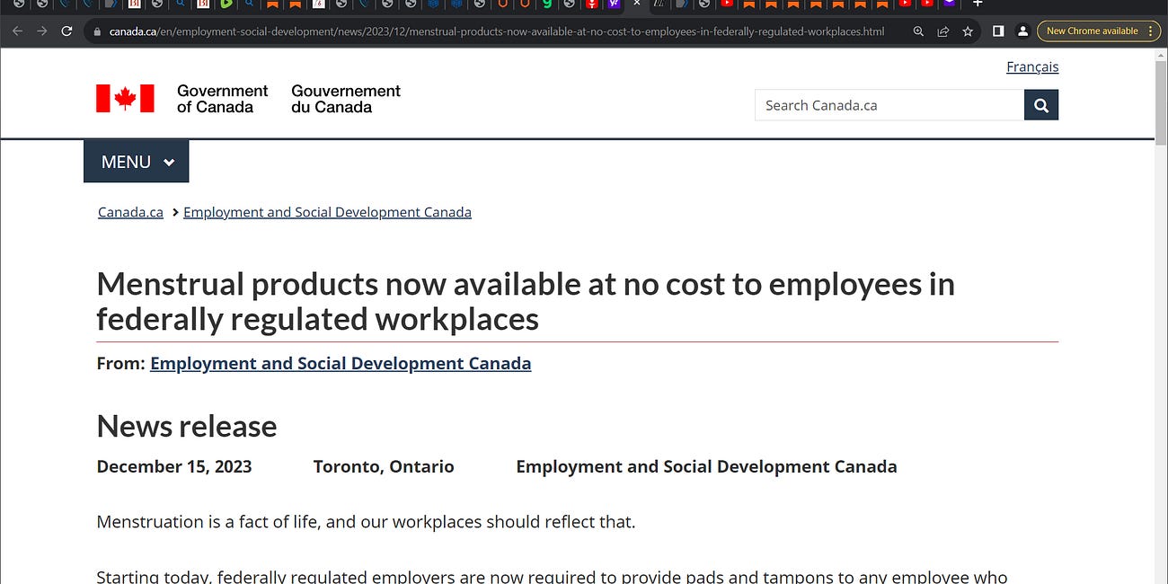 Of Trudeau and tampons! Canadian Trudeau GONE WILD! No, not girls gone wild, this is TRUDEAU gone wild! The curious case of Trudeau and women tampons menstrual items for men! Yes, all male bathrooms 