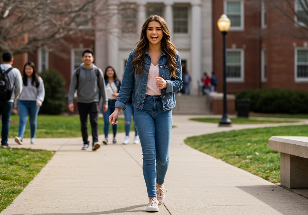 popular girl in college with brown hair