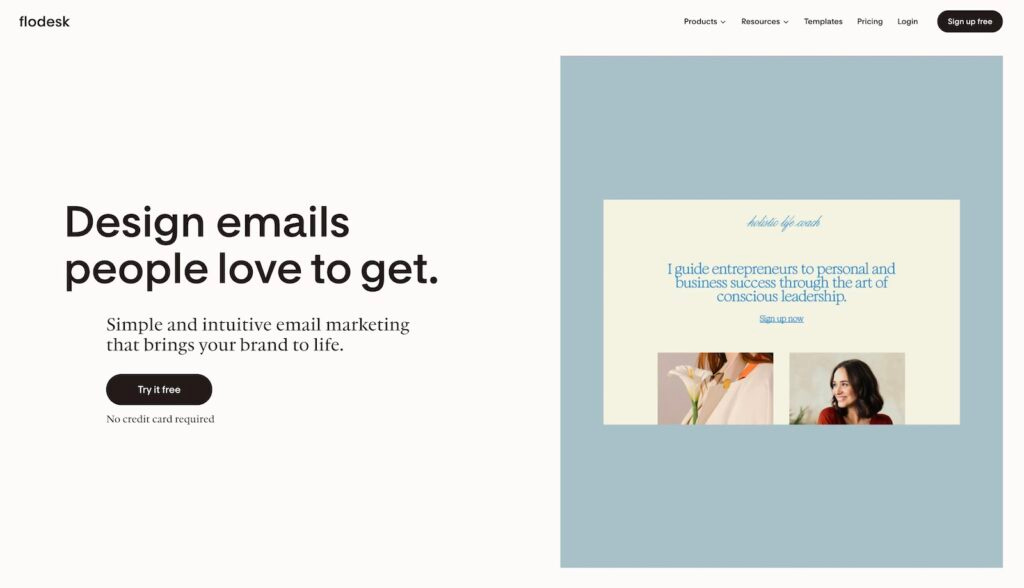 flodesk home page screenshot