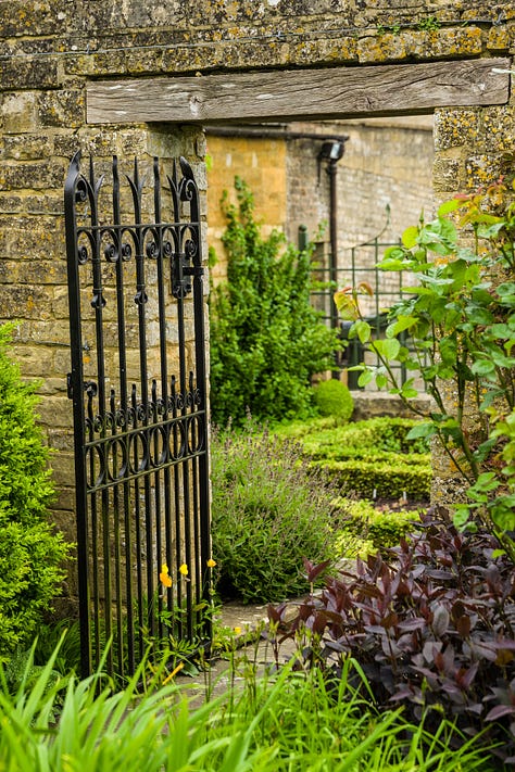 Garden gate with vines, personal mandala offering to a place I hold dear in my heart, and an invitation to answer a call