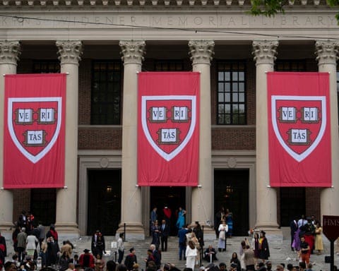 Three red flags with shield shape and ve ri tas in capital letters