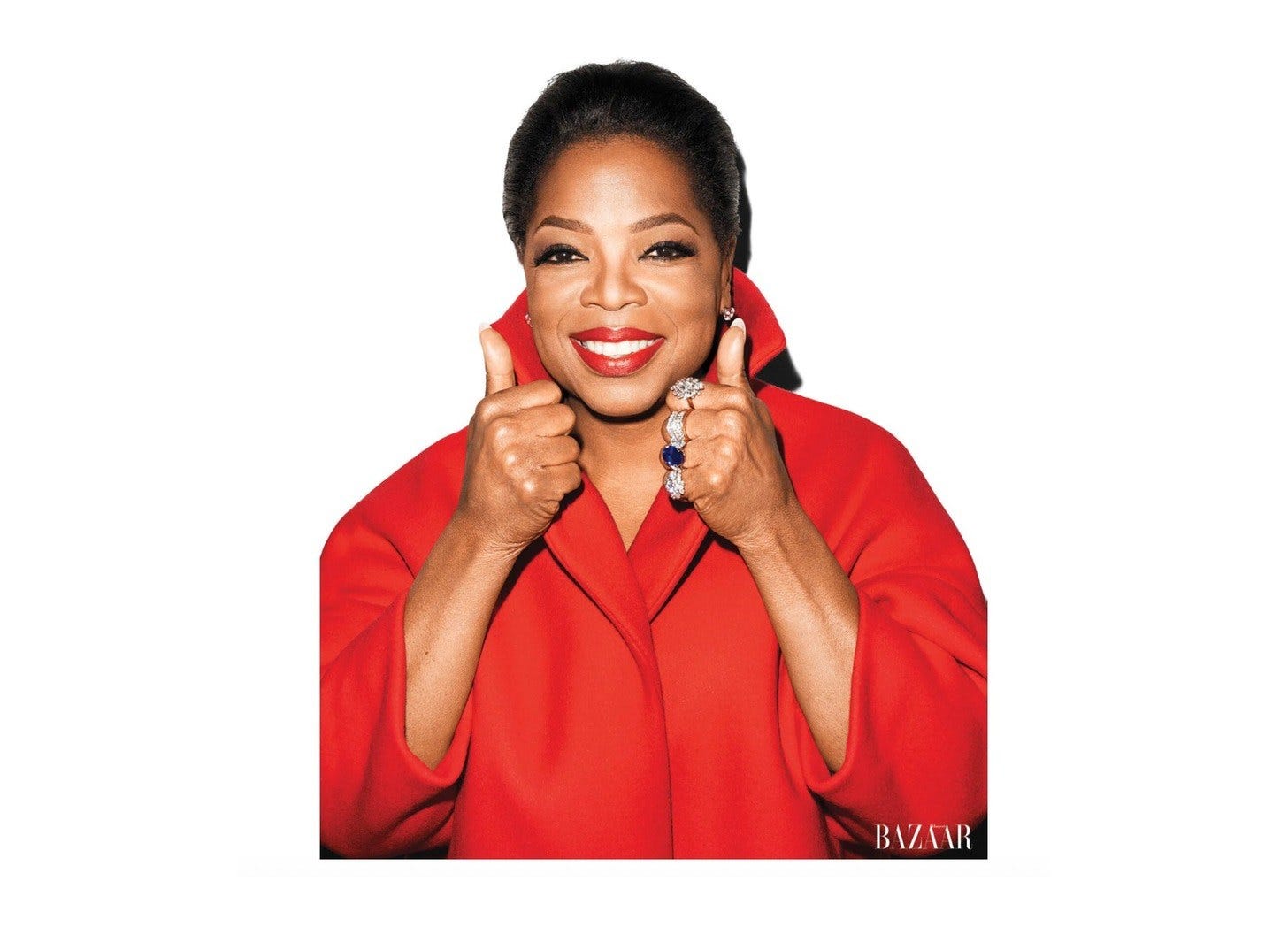 Oprah Winfrey in red for Harper's Bazaar, interviewed by former Vogue editor Natasha Silva-Jelly Oprah Winfrey in red for Harper's Bazaar, interviewed by former Vogue editor Natasha Silva-Jelly