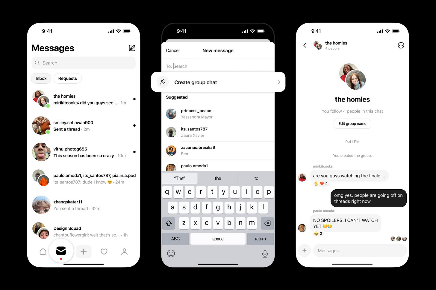 Threads group chats feature