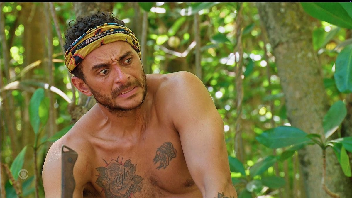 Joe from Survivor looking upset Joe from Survivor looking upset
