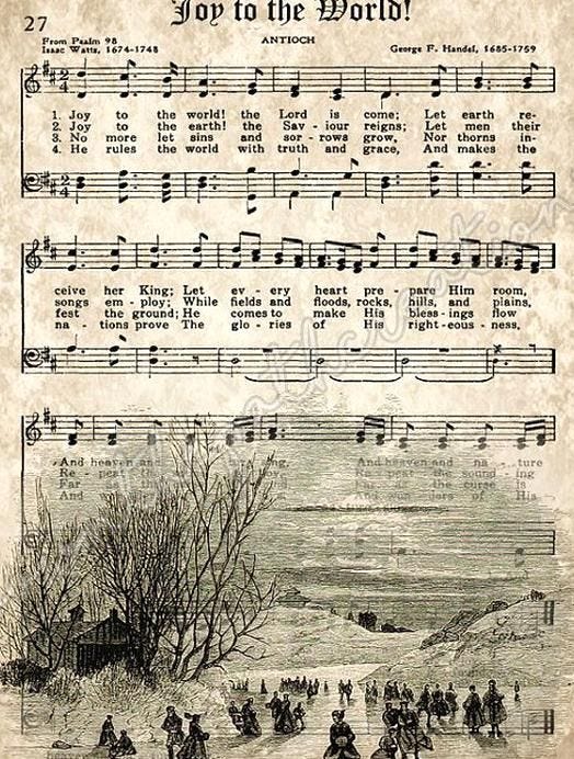 Vintage Christmas Carols Set of 3 INSTANT DOWNLOAD Sheet Music Hymn Aged Antique Grunge Printab ...