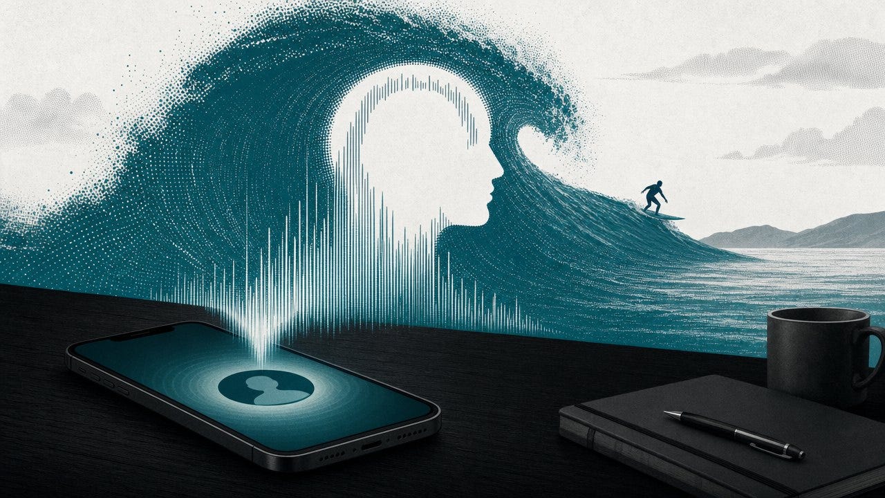 TsunamIA Hebdo 🌊 : cette voix n'existe pas, les agents font le mur, et « ralentir » tient sur une page