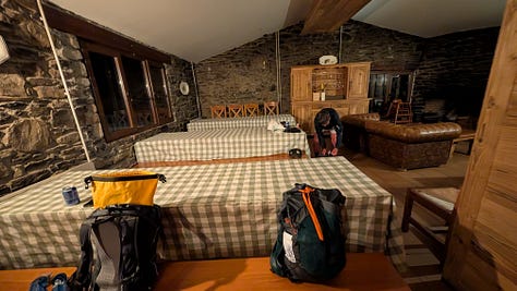Leaving Refugi borda de Sortney by head torch