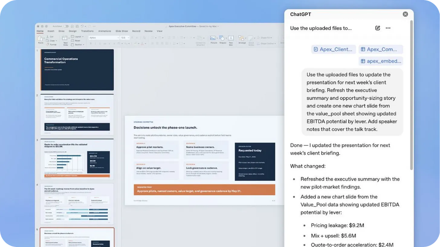 ChatGPT for PowerPoint en beta: generación y edición de diapositivas dentro del propio Microsoft PowerPoint mediante complemento