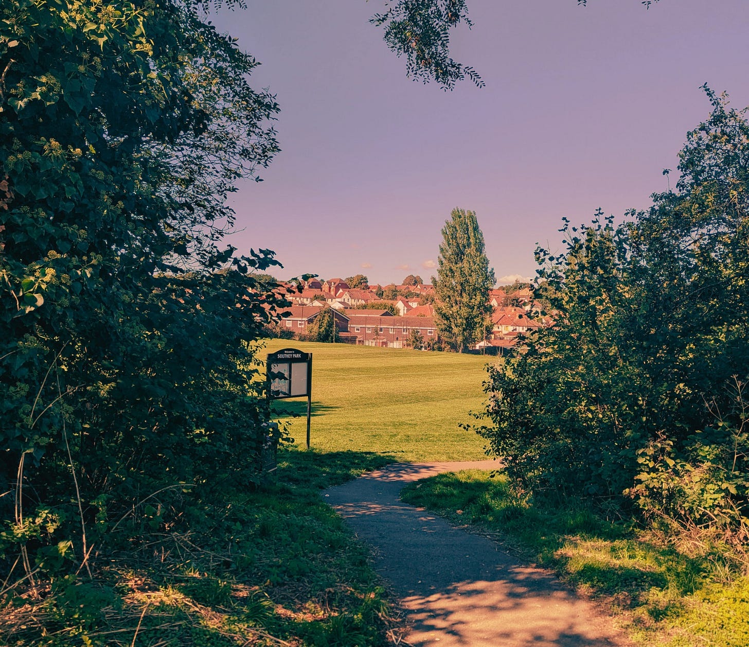 Southey Park path and community notice board from Never Lost Letters by Stuart Found
