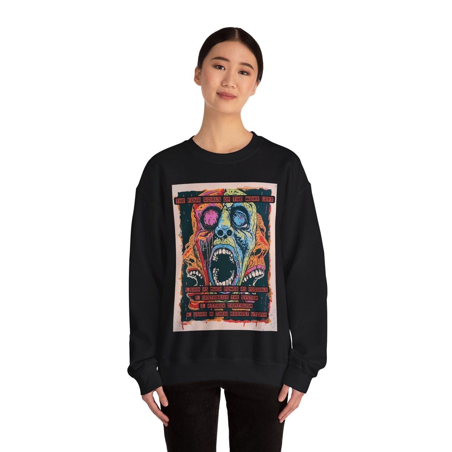 The Four Goals of the Woke Left Artisan Series Unisex Heavy Blend™ Crewneck Sweatshirt