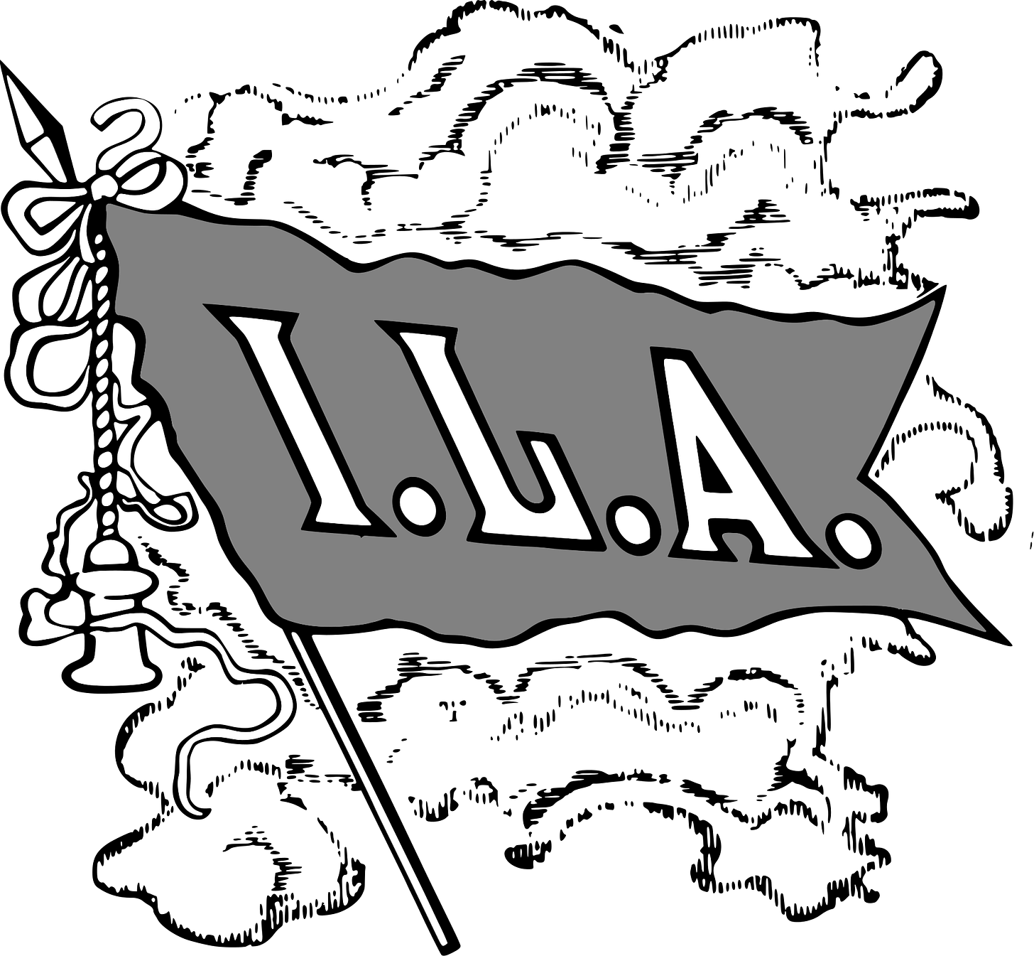 illustration b&w of International Longshoremen Association flag (I.L.A.) illustration b&w of International Longshoremen Association flag (I.L.A.)