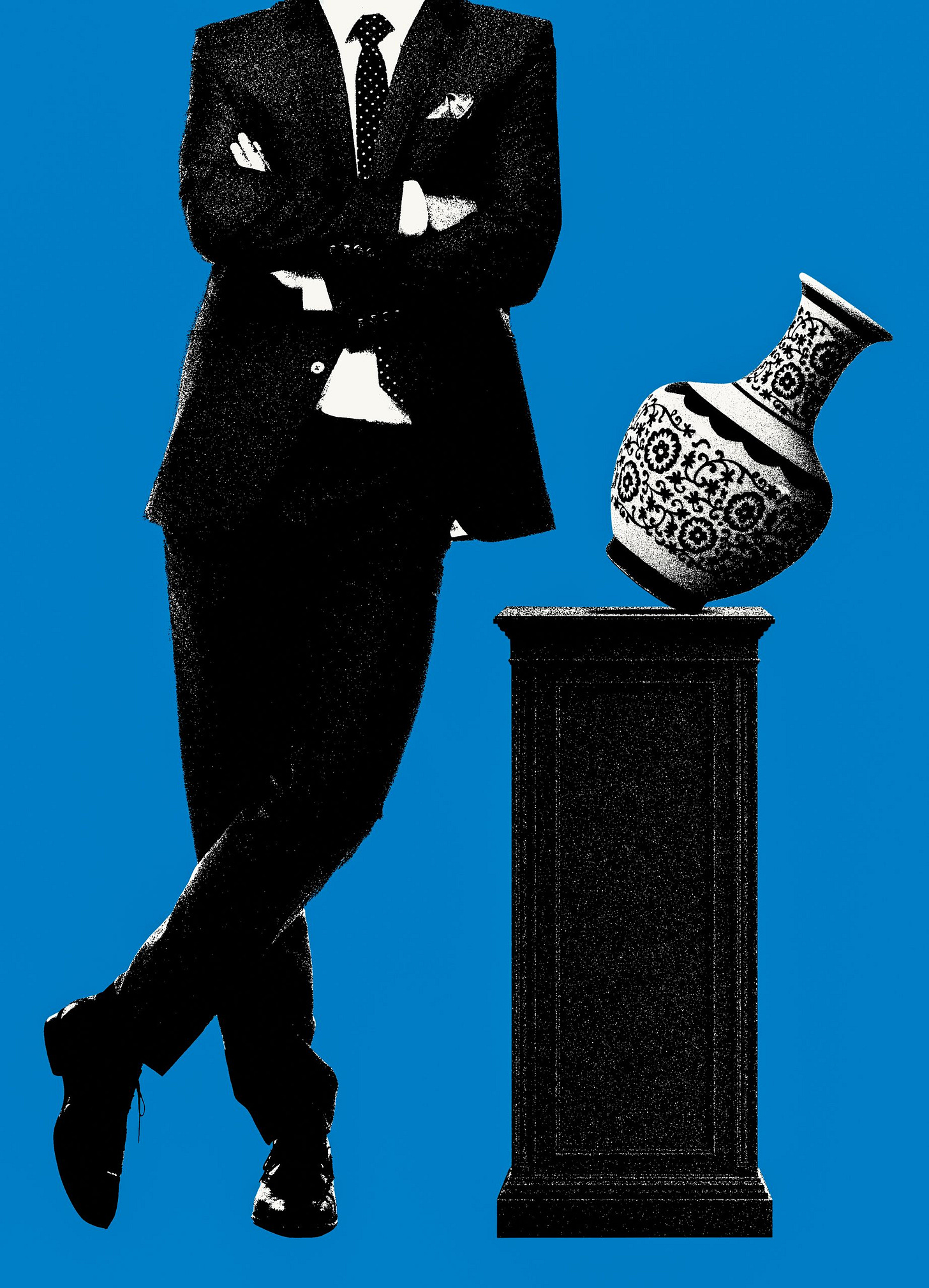 Vase tipping over next to a man. Vase tipping over next to a man.